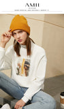 Trizchlor Minimalism Winter Causal Sweatshirt Women Fashion Stand Collar Printed Full Sleeve Hoodies For Women Pullover Tops 12040650