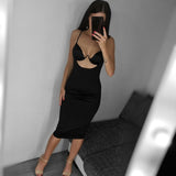 NewAsia Chest Hollow Out Sexy Dresse Women Summer Spaghetti Straps Birthday Party Bodycon Long Dress Rose Gold Satin Dress White