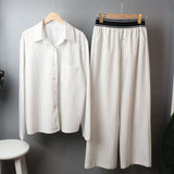 Trizchlor Women's Summer Two-Piece Home Suit For Spring / Autumn Thin Long-Sleeved Cotton Pants Pajamas Women Autumn Cotton Suit
