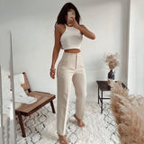Trizchlor Spring Trousers Women 2023 High Waisted Pant Sets Seam Detail Korean Fashion Office Lady Beige Casual Famale Stright Pants 0524