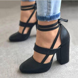 Women Pumps Plus Size 35-43 Women Heels Chaussures Femme Gladiator Summer High Heels For Party Wedding Shoes Women Thick Heels-1101