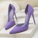 Trizchlor 2023 New Woman Pumps Suede High Heels Female Pointed Toe Office Shoes Stiletto Women Shoes Party Women Heels 10 Cm Female Shoes