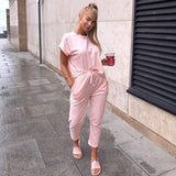 Trizchlor Summer Plus Size Conjuntos Pink Two Piece Outfits Pants Set Casual O Neck Tracksuit Women Vetement Femme Moletom Mujer Moda 2023