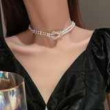 Graduation Gifts Vintage Multi-layer Sparkling Chain Choker Necklace For Women  Silver Color Necklace  Fashion Thin Chain Pendant Jewelry Gift