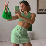 Fall Winter Knitted Crop Tops Sweaters Sleeveless Pullover Female Bandage Sweater Solid Chic Fashion Top Women