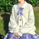 Trizchlor 2022 New Sweet Cute Girl Knitting Sweater Lazy College Style Loose Sleeve Harajuku Girl JK Uniform Sweater Coat S ~ 2XL