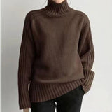 Christmas Gift Elegant Autumn Winter Oversized Women Sweater New Solid Loose Turtleneck Knitted Sweaters Long Sleeve Pullover Female