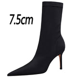 Shoes Women Boots Fashion Ankle Boots Pointed Toe Stretch Boots Autumn Stiletto Socks Boots High Heels Ladies Shoes 2022