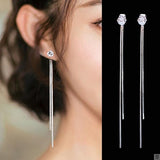 Trizchlor Trend Simulation Pearl Long Earrings Female Moon Star Flower Rhinestone Wedding Pendant Earrings Fashion Korean Jewelry Earrings