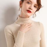 Trizchlor Women Turtelneck Sweater Soft Slim Jumpers Cashmere Solid Elastic Pullovers Highstreet Casual Sweater 2023 Autumn Winter