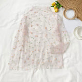 Trizchlor 2022 New Arrival Summer Daisy Flower Print Mesh T Shirt Women Korean Long Sleeve Fishnet T Shirt Tops Fashion Sunscreen Tee
