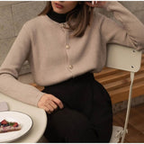 Trizchlor Autumn Winter Elegant Knitted Button Up Cardigan Sweater for Women Long Sleeve Tops Oversize Sweaters Sueters Coat