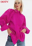Y2k Lantern Sleeve Turn-Down Collar Fashion Woman Blouses Split Cotton Single Breasted Streetwear Shirt Female Pleated 2022 T30
