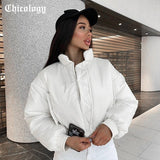 Trizchlor 2021 Women Winter Warm High Neck Button Zipper Short Long Sleeve Cotton Clothes Streetwear Fashion Coat