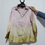 Trizchlor Fashion Tie dye Blouse Women 2022 V Neck Drop Sleeve Casual Shirt Sid Split Loose Top Femme Vintage Oversized Blusas