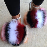 Trizchlor New Arrival Girl Luxury Fluffy Fur Slippers Ladies Indoor Warm Furry Fur Flip Flops Women Amazing Plush Fur Slides Wholesale Hot