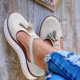 Trizchlor Women Flat shoes Summer Vulcanized shoes Solid Color Thick Bottom Women's Sandals Fashion Tassel Casual Style Women's Shoes