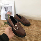 Trizchlor Retro Brown Oxford Shoes For Women Chic Platform Patent Leather Slip On Loafers Korean Fashion Flats Black 2021 New Office Shoes