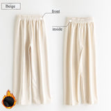 Trizchlor Minimalist Wide Leg Corduroy Pants For Women High Waist Casual Loose Straight Long Trouser Streetwear Thick Warm Pants