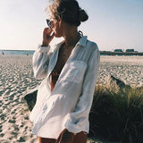 Trizchlor 2022 Beach Caftan Dress Cover-Ups White Cotton Beach Dress Tunic For Women Pareo Beach Swimsuit Cover Up Sexy Beachwear