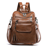 Trizchlor Women Backpack PU Leather Fashion Casual Tassel Bags High Quality Female Shoulder Bag Large Capacity School Backpacks for Girls