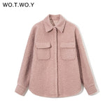Trizchlor Thickened LambsWool Winter Jacket Women Casual Warm Loose Lapel Coats Female Pink Soft Overcoat 2021 New Outerwears