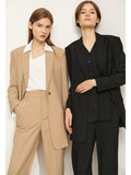 Trizchlor Amii Minimalism Women Blazer Set Fashion Blazer Coat Vneck Buttons Vest Women's Pants Elegant Female Clothing Lady Suit 12170408
