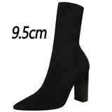 Shoes Women Boots Fashion Ankle Boots Pointed Toe Stretch Boots Autumn Stiletto Socks Boots High Heels Ladies Shoes 2022
