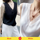 Trizchlor Women's Black Blouses Summer Elegant Tunic Vintage Office Plus Size Satin Silk Blouse Basic Chiffon Tops Shirt 2023 For Women
