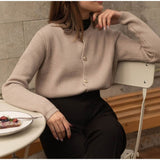 Trizchlor Autumn Winter Elegant Knitted Button Up Cardigan Sweater for Women Long Sleeve Tops Oversize Sweaters Sueters Coat