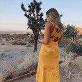 “Back to Collegeââ‚? Elegant Knitted Summer Women's Midi Dress Straight Sleeveless Backless Sexy Hollow Out Straps Long Dresses Clothes
