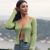 Trizchlor Long Sleeve Autumn Knitted Sexy Sweaters for Women Fashion Cardigan Shirts Women Tops Pullovers Clothes Oversized