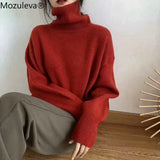 Trizchlor Turtleneck Cashmere Sweater Women Korean Style Loose Warm Knitted Pullover 2022 Winter Outwear Lazy Oaf Female Jumpers
