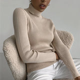 Trizchlor Women Turtelneck Sweater Soft Slim Jumpers Cashmere Solid Elastic Pullovers Highstreet Casual Sweater 2023 Autumn Winter
