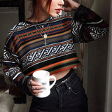 Christmas Gift Vintage Striped stitching Gothic Young Girls Sweaters Punk Style Long Sleeve Women Pullovers Fashion Autumn Streetwear 2023