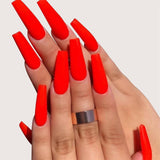 Trizchlor 24Pcs Professional Fake Nails Long Ballerina Half French Acrylic Nail Tips Press On Nails Full Cover Manicure Beauty Tools
