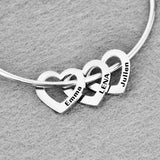 Stainless Steel Bangle Letter Personalized Bracelets with Hearts Customized Engraved 1-12 Names Bracelets Bangles for Women Gift Graduation Gifts