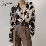Trizchlor  Cow Print Button Up Shirts Women Long Sleeve Blouse Korean Fashion Clothes Chiffon Streetwear Fashion Tops Spring New T08