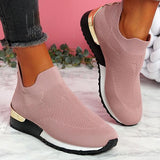 Trizchlor Vulcanize Shoes Sneakers Women Shoes Ladies Slip-On Knit Solid Color Sneakers for Female Sport Mesh Casual Shoes for Women