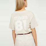 Trizchlor Vintage Beige Rolling Stones Summer Tshirt Rock Cartoon O Neck Cotton T-Shirt Girls Streetwear Designer Style New Arrivals 2022