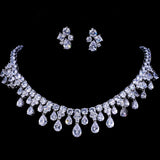 Graduation Gifts High Quality White Gold Color Cubic Zirconia Bridal Wedding Necklace And Earring Sets Party Gift