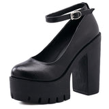 Trizchlor new spring autumn casual high-heeled shoes sexy ruslana korshunova thick heels platform pumps Black White Size 42