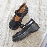 Trizchlor Back To College 2023 New Arrival Japanese Style Vintage Buckle Mary Janes Shoes Women's Shallow Mouth Casual Student Leather Shoes Thick Bottom