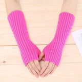 Trizchlor New Women Fingerless Gloves Arm Warmers Goth Knitted Kawaii Work Gloves Ankle Wrist Sleeves Harajuku Anime Cosplay Accessories
