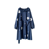 Trizchlor original women's design flower long denim jacket Japanese wild simple autumn and winter new