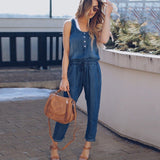 Trizchlor Rompers Women Autumn Overalls Plus Size Blue Long Jean Jumpsuit Ladies Sleeveless Salopete Street Wear Mameluco Mujer Dungarees