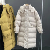 Christmas Gift Korean Women's Oversize Over Knee Long Warm Coat Mid Length Winter Down Parkas 2023 New Vintage Winter Cotton Padded Jacket