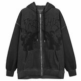 Trizchlor Back To College Y2K Gothic Sweatshirt Oversized Hoodie Women Autumn Zip Up Long Sleeve Coat Top Female 90S Vintage E-Harajuku Grunge Clothes