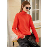 Trizchlor Minimalism Winter Fashion Sweater For Women Causal 100%Wool Women's Turtleneck Sweater Causal Solid Loose Pullover 12070635