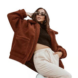 Trizchlor Autumn Winter Zipper  Faux Fur Jackets Women 2022 Fashion Solid Overcoat Pockets Ladies Outerwear Casual High Street Warm Coats